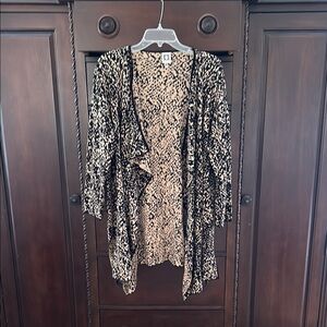 Anne Klein Black and Cream Women's Cardigan (XL)